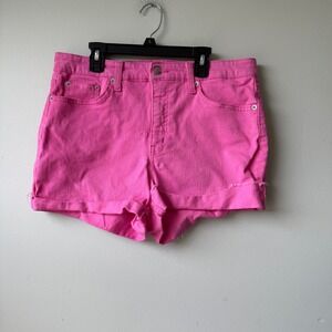 Crown & Ivy Pink Denim Shorts Size 12‎ Cuffed Hem Casual Summer